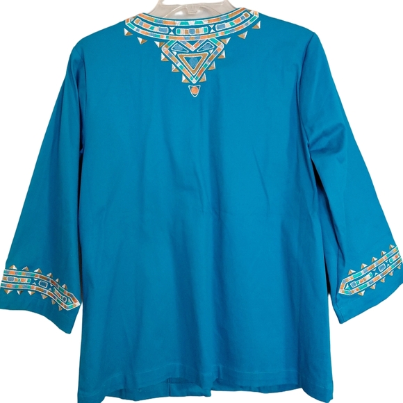 NWT Bob Mackie Wearable Art Embroidered Dreamcatcher Blue Jacket Size Medium - Picture 3 of 10